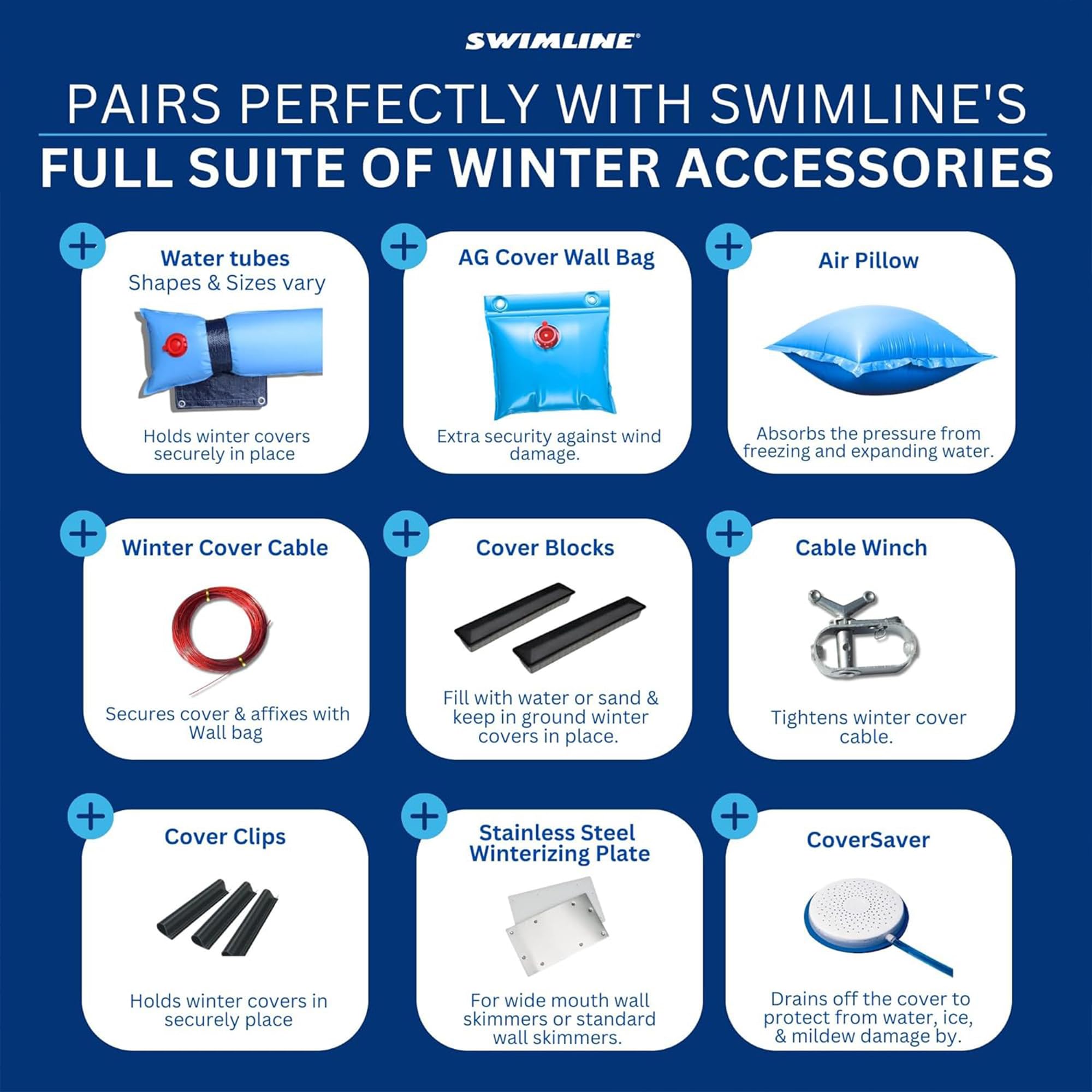 Swimline HYDROTOOLS - Almohada de Aire para albercas sobre el Suelo, Cubierta de Invierno, cojín de 4 x 8 pies, Kit de Cierre de Piscina, Resistente al frío, Accesorios de Almohadas Gruesas para