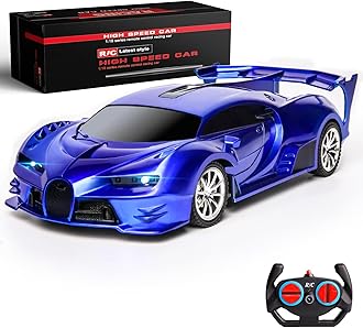 KULARIWORLD Remote Control Car 1/18 High Speed RC Cars Toys for Boys Girls Vehicle Racing Hobby with Headlight Xmas Birthday Gifts for Kids (Blue)
