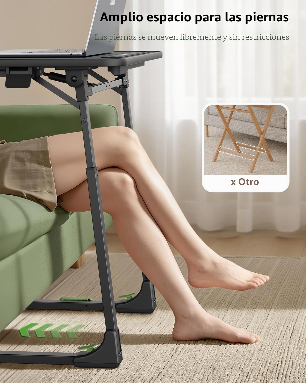 SAIJI Mesa plegable pequeña mejorada, ajustable en altura e inclinación, mesas de TV estables, bandejas de TV multifuncionales para comer, trabajar en el sofá y en la cama, escritorio para ordenador