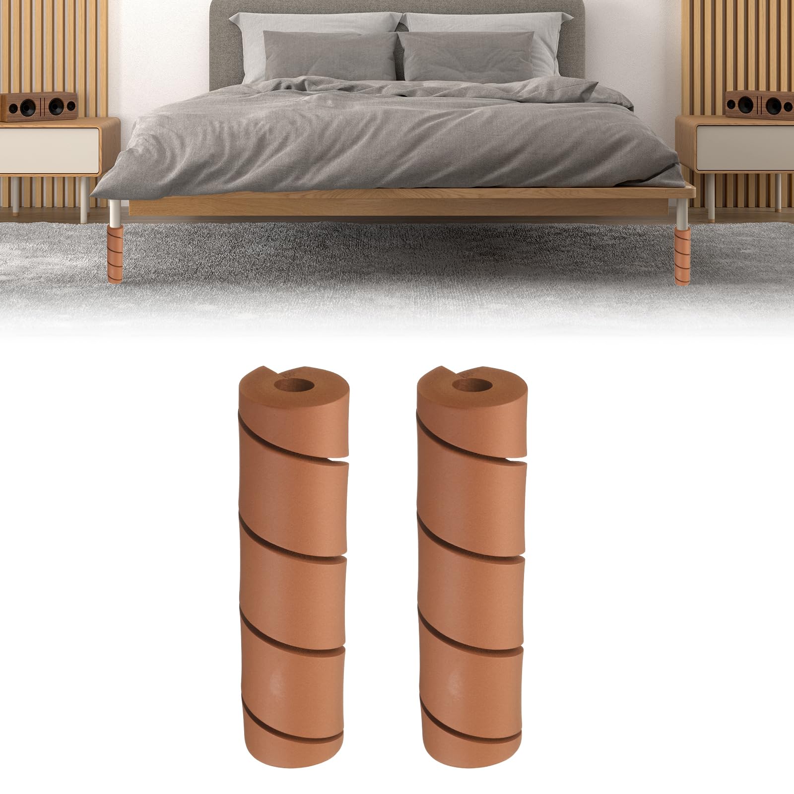 sourcing map 2Pcs Bed Frame Leg Covers, 15 x 152 mm Non-Adhesive Bed Frame Toe Protectors, Adjustable Safety Foot Prevents Toe from Hitting Hard Chair Table Furniture Legs, Coffee