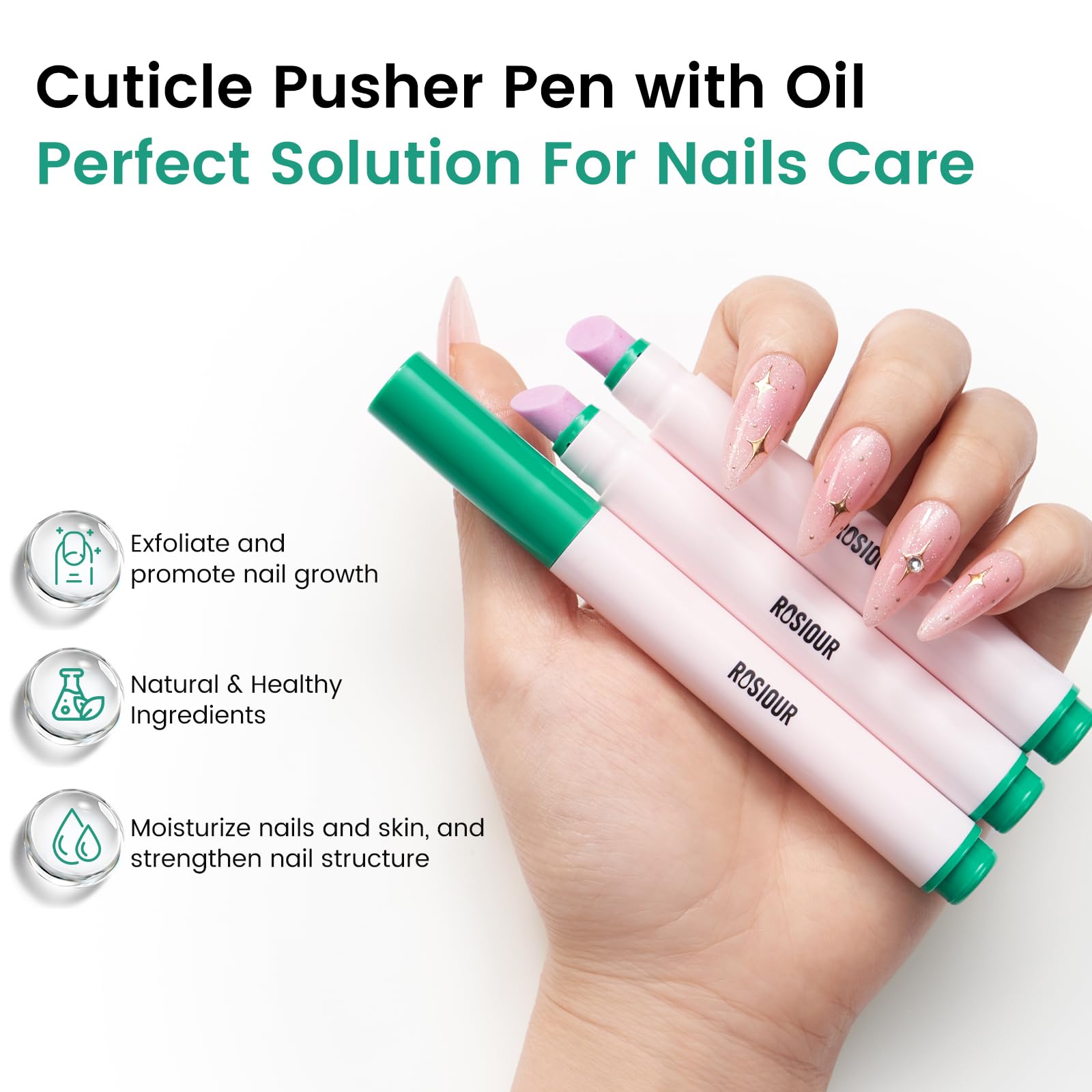 Huile Cuticules Ongles Stylo en Céramique: 3-en-1 Pousse Cuticule Ongle Remover Nail Care Pen - Huile a Cuticule Ongle pour Réparer les Fissures et Sèche des Ongles - Soin des Ongles Cuticules Oil