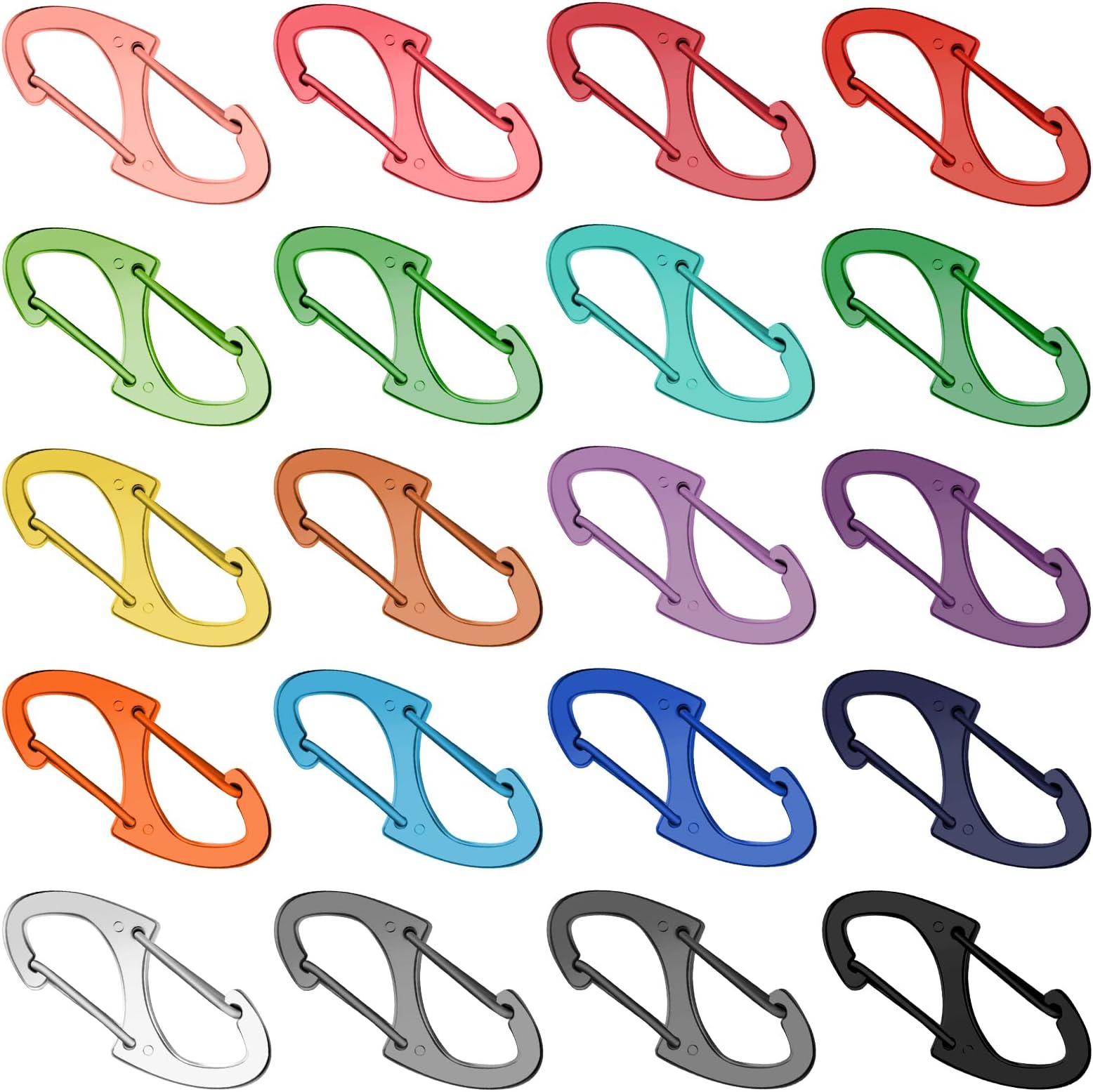 20 PCS Small Carabiner Clips 4.1cm D Clips Keyring Carbineers Keychain Spring Snap Hooks Mini Carabiner Clip Set for Keys, Dog Leash, Outdoor Camping Fishing Hiking Accessories(20 Colors)