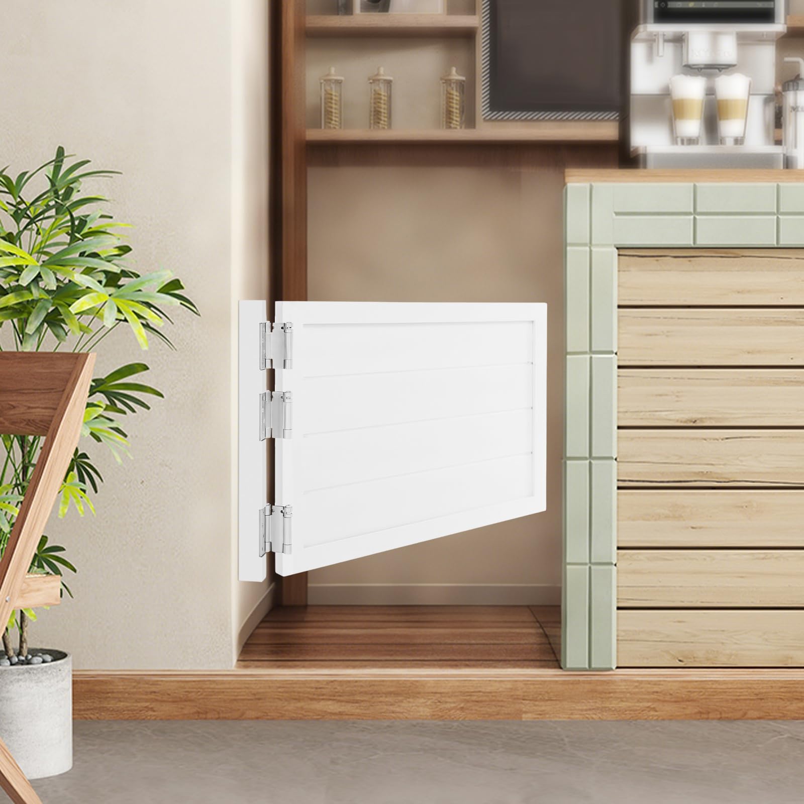 Porte battante - En bois - 90 x 60 cm - Avec portes battantes à fermeture automatique - Pour café, bar, cuisine - Blanc