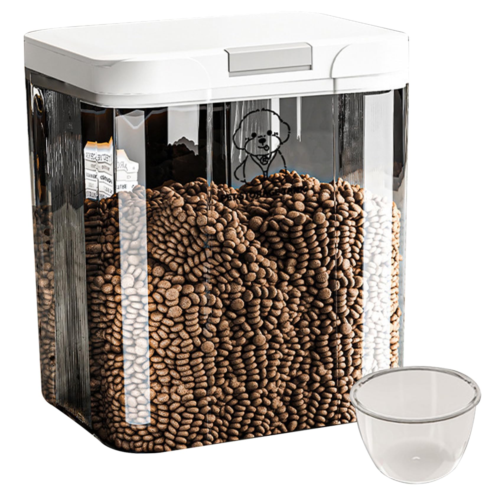 Contenedor de comida para perros de 5L cubo hermético transparente apilable