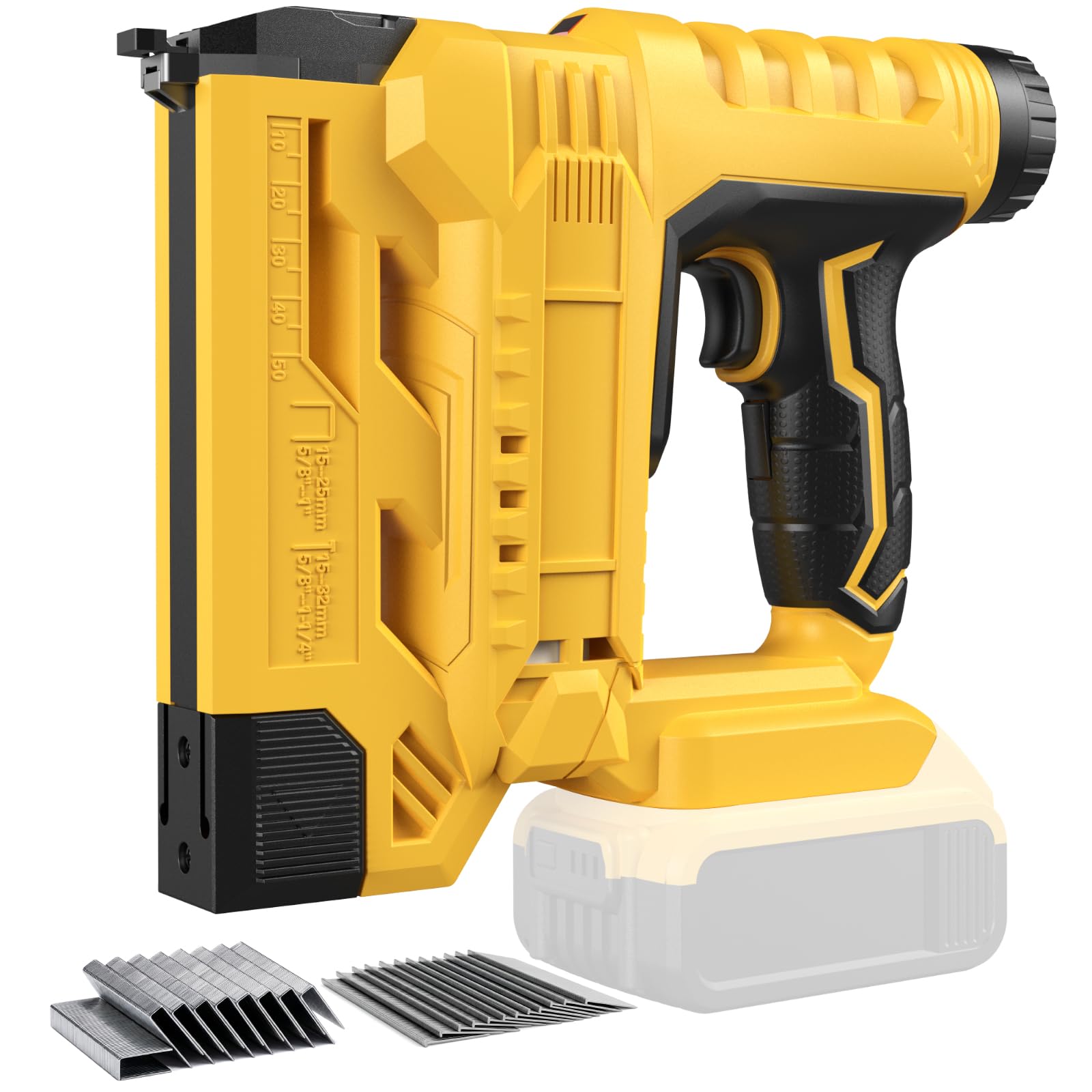 Cordless Brad Nailer Compatible with Dewalt 20V Battery(No Battery), 2 in 1 Electric Nail Gun/Staple Gun, 18GA Nail Gun Battery Powered with 2000 Staples/Nails for Woodworking, DIY & Home Improvement