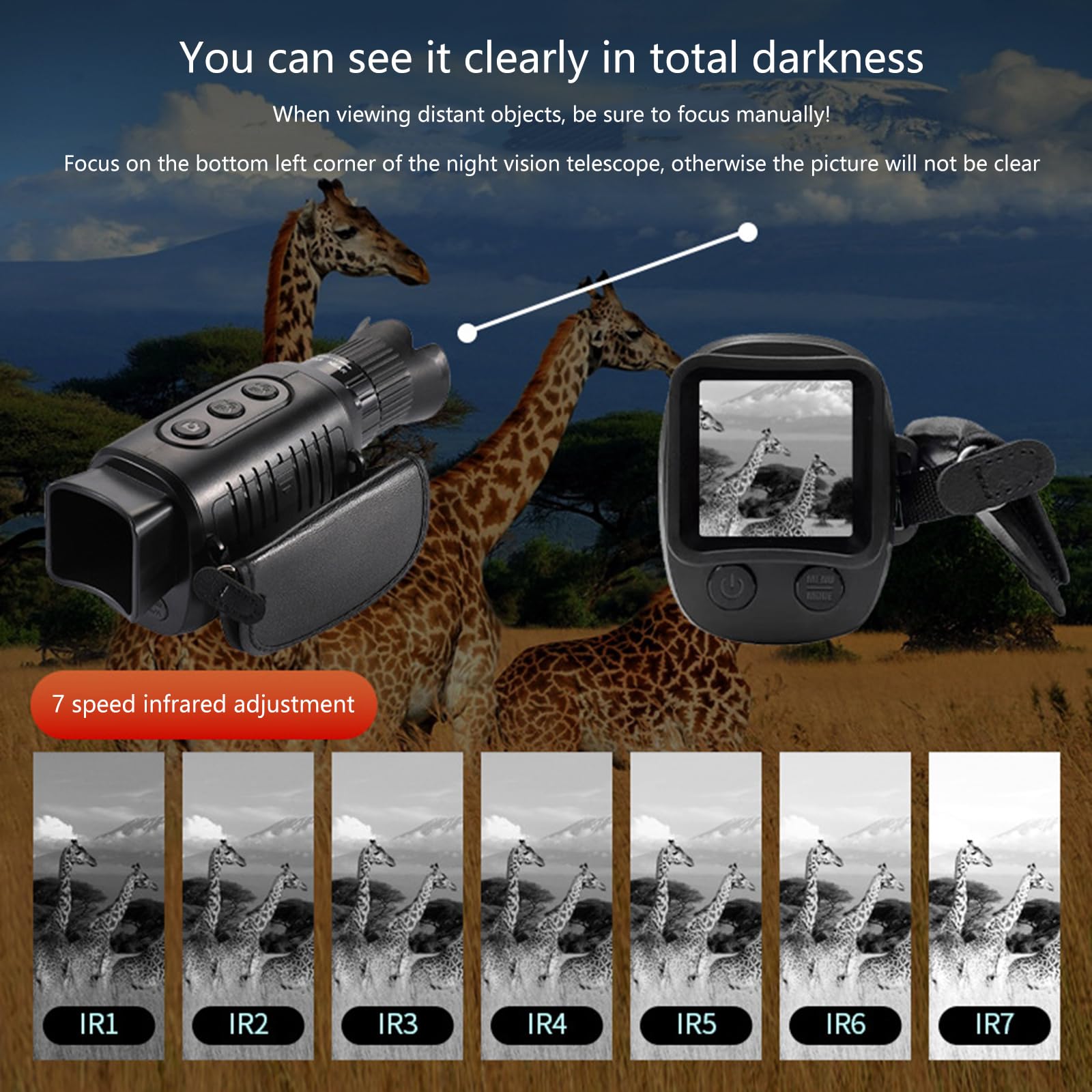 Night Visibility Monocular Infrare Optical Monocular for Outdoor Hunting with 10XZoom Digital Lens Long Ranges