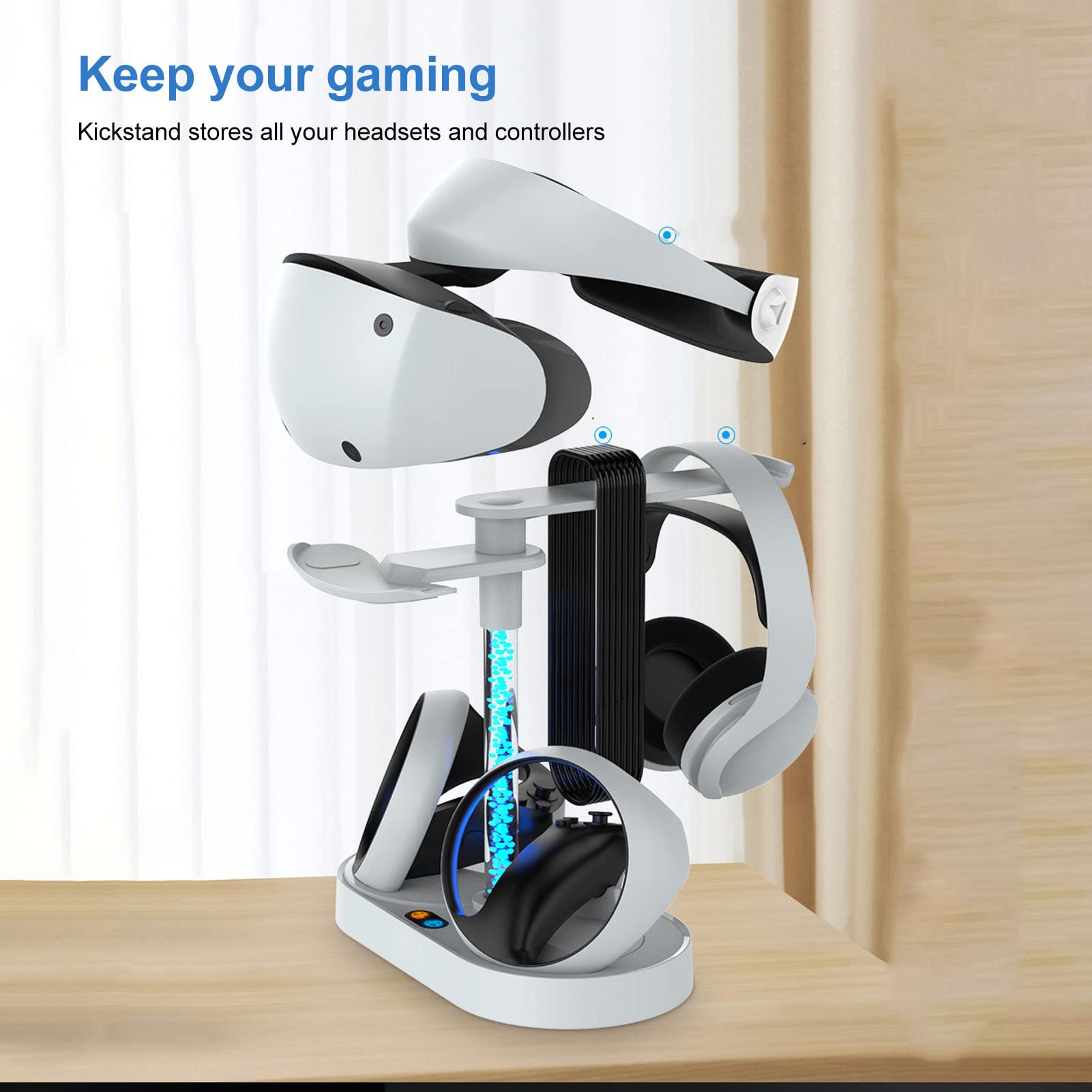Magnetyczna Podstawa Podstawa LED Szybkie ładowanie stacji ładowania portu USB do konsoli gier i kontrolera VR2 Tryb oświetlenia RGB Stylowy magazyn Materiał ABS