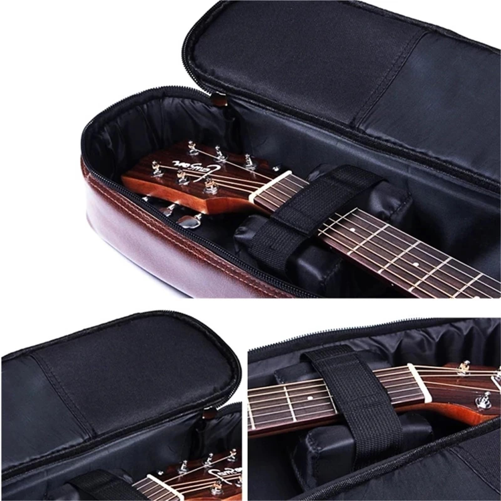 Borsa per Chitarra Custodia for Chitarra Acustica Folk in PU da 40/41 Pollici con tracolle, Zaino Impermeabile for