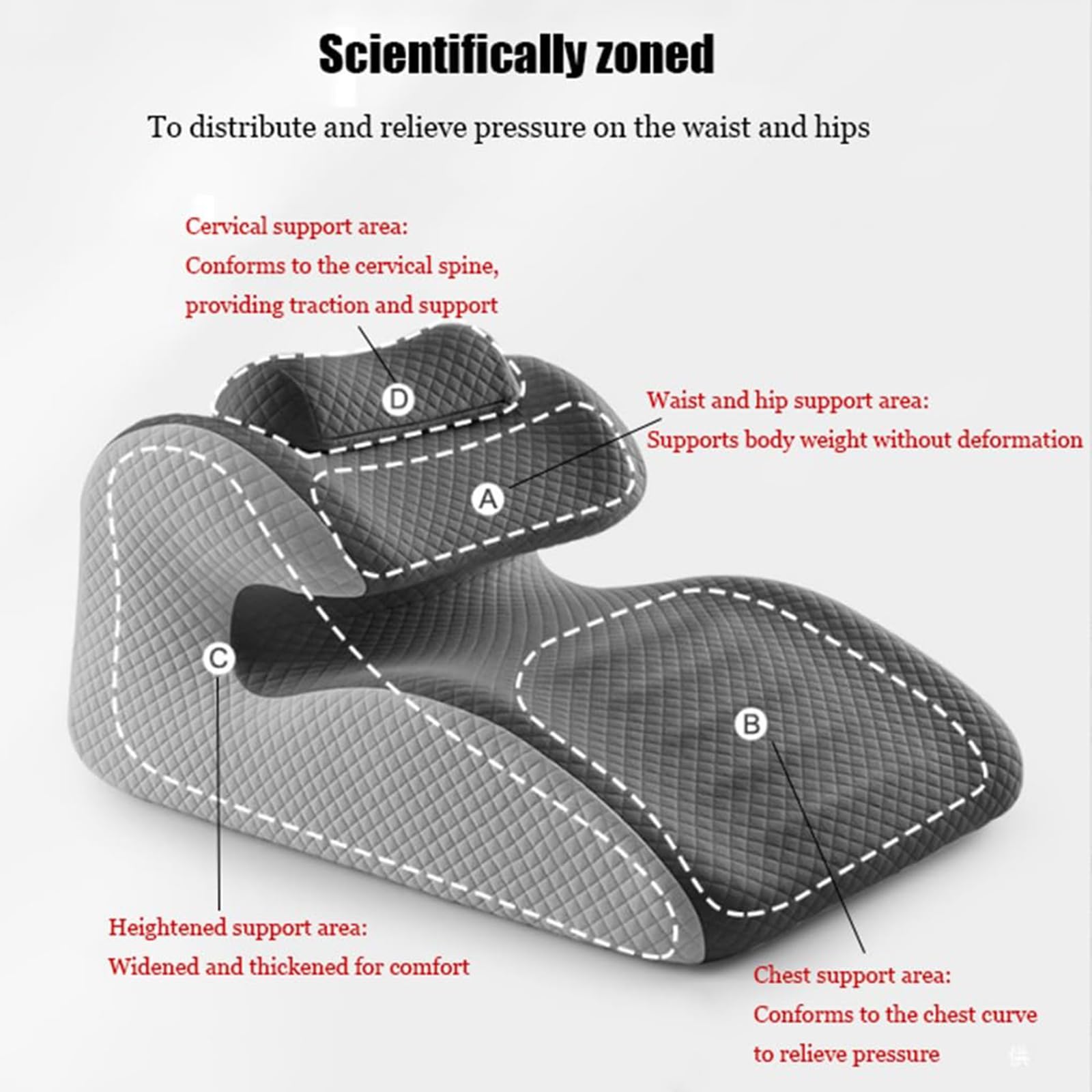 Almohada de cuña de espuma viscoelástica para soporte de espalda, cuello, piernas, cojín ergonómico para parejas, cojín de apoyo multifuncional