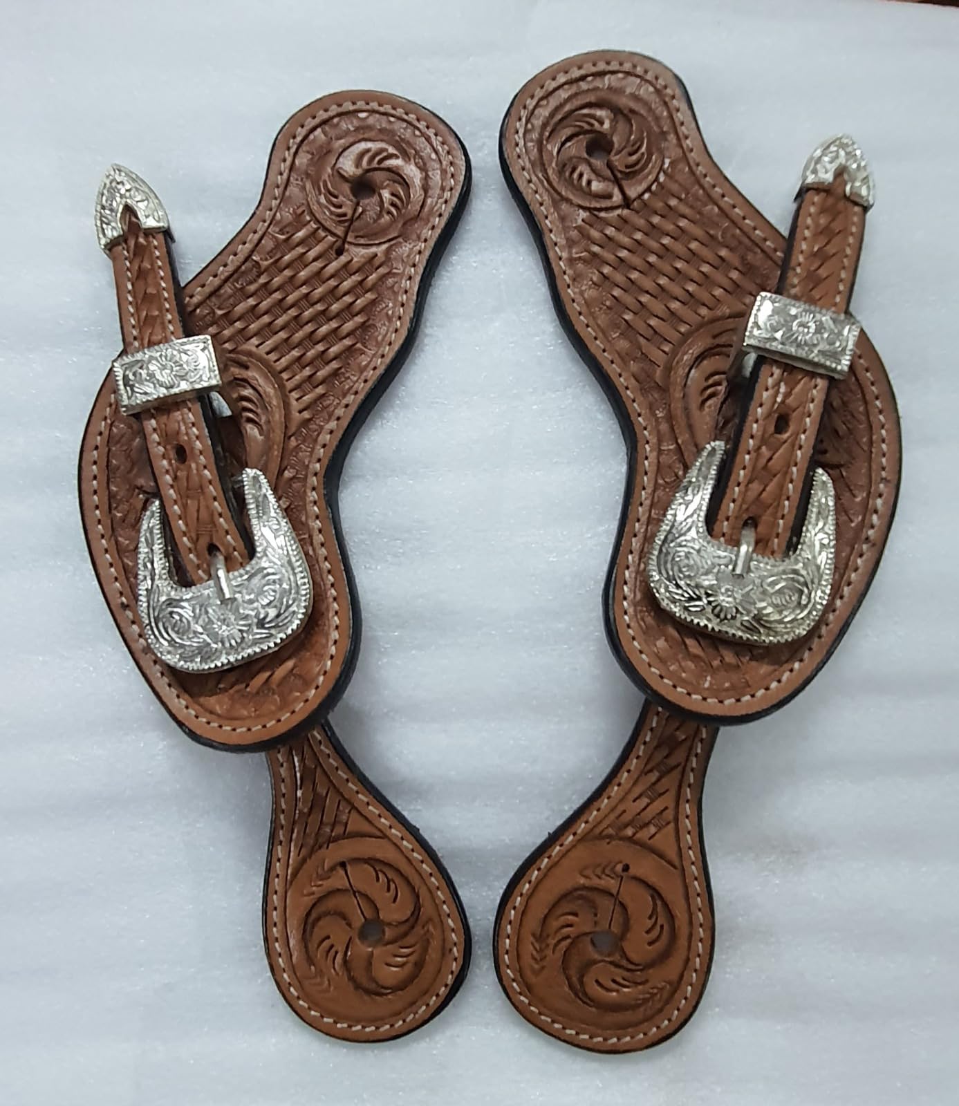 Sporenriemen aus Leder für Reiter, Westernstiefel, Set mit 2 Stück, Einzelzahnstiefel, Ausrüstung für Damen und Herren, Braun