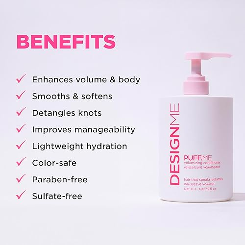 Miniatura 5 de Design.Me PUFF.ME - Paquete de champú y acondicionador de volumen para el cabello, champú y acondicionador de color sin parabenos ni sulfatos