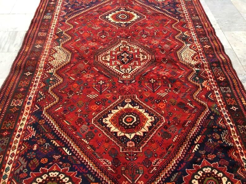 Hand Knotted 5x9 Afghan Turkoman Rug Vintage Boho Style Traditional Turkish Large Area Rug for Bedroom & Living Room 262 x 163 cm