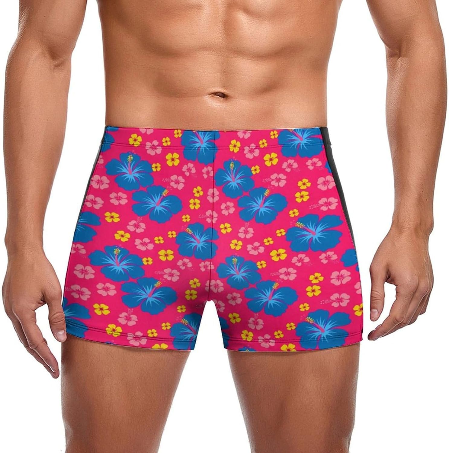 Men's Athletic Swim Trunks, Adult Lightweight Breathable Boxer Swimwear Swim Briefs for Summer