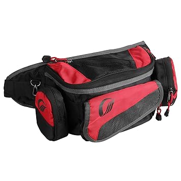 HACER Waist Bag for Men-Women Multi Pocket Hiking Travel Pouch with Adjustable Strap Fanny Pack for Biking Cycling Traveling Camping(Red) - image, photos