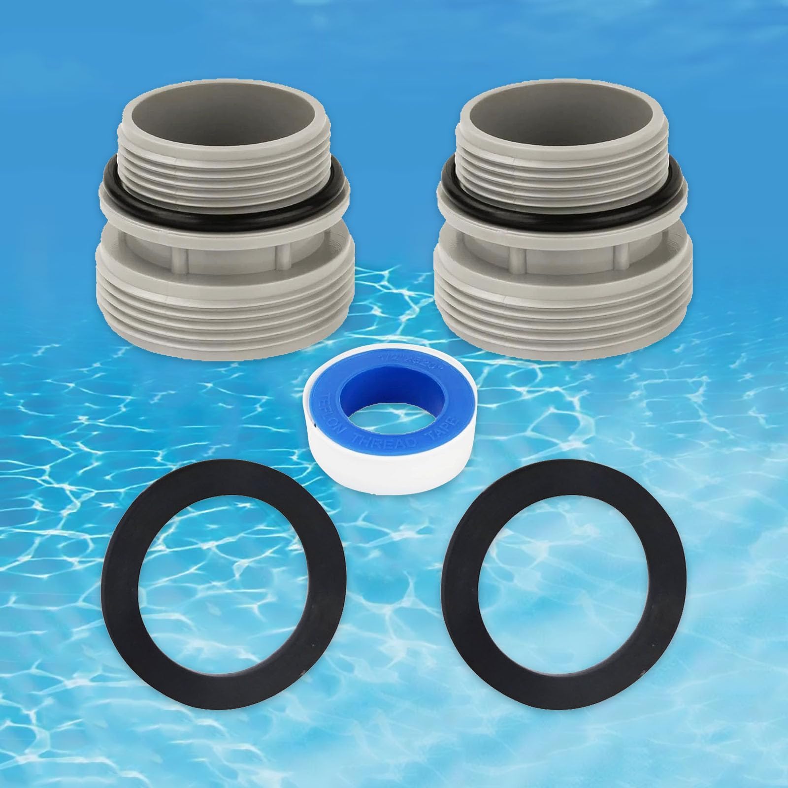 2Pcs Pool Hose Conversion Adapters Kit 40Mm to 1 1/2 Inch Pool Filter Pump Adapter Plumbing Accessories Black