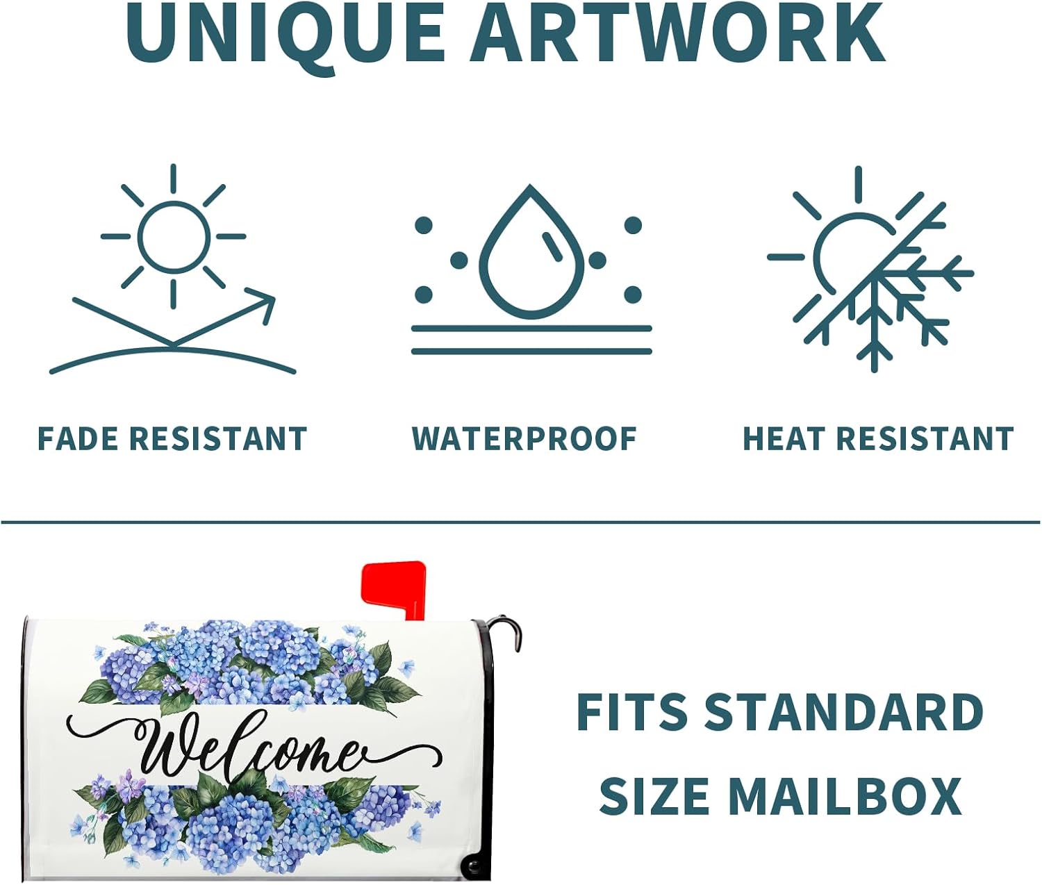 Kawani Spring Summer Farmhouse Welcome Mailbox Covers Magnetic Standard Size 21x18in Hydrangea Mailbox Covers Welcome Mailbox Cover Wraps Spring Summer Post Box Cover for Outdoor Outside Home
