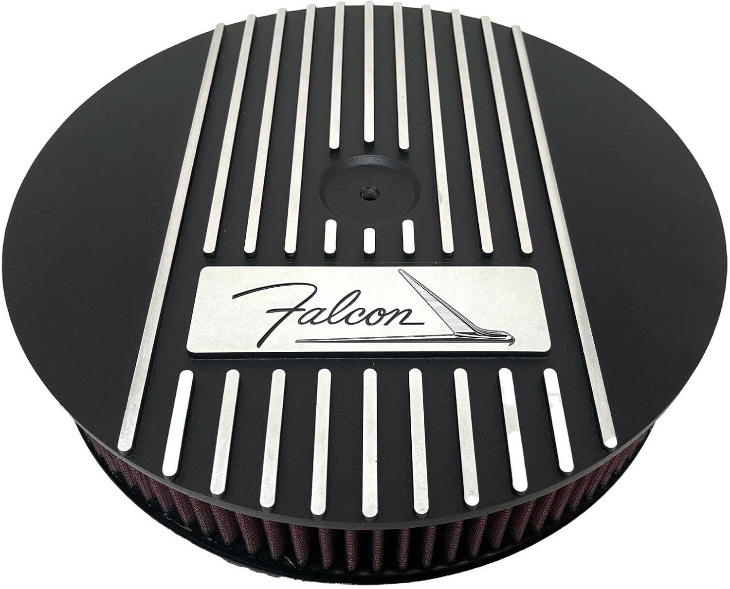 13" Round Falcon Air Cleaner Kit - Black, Finned - Ansen USA