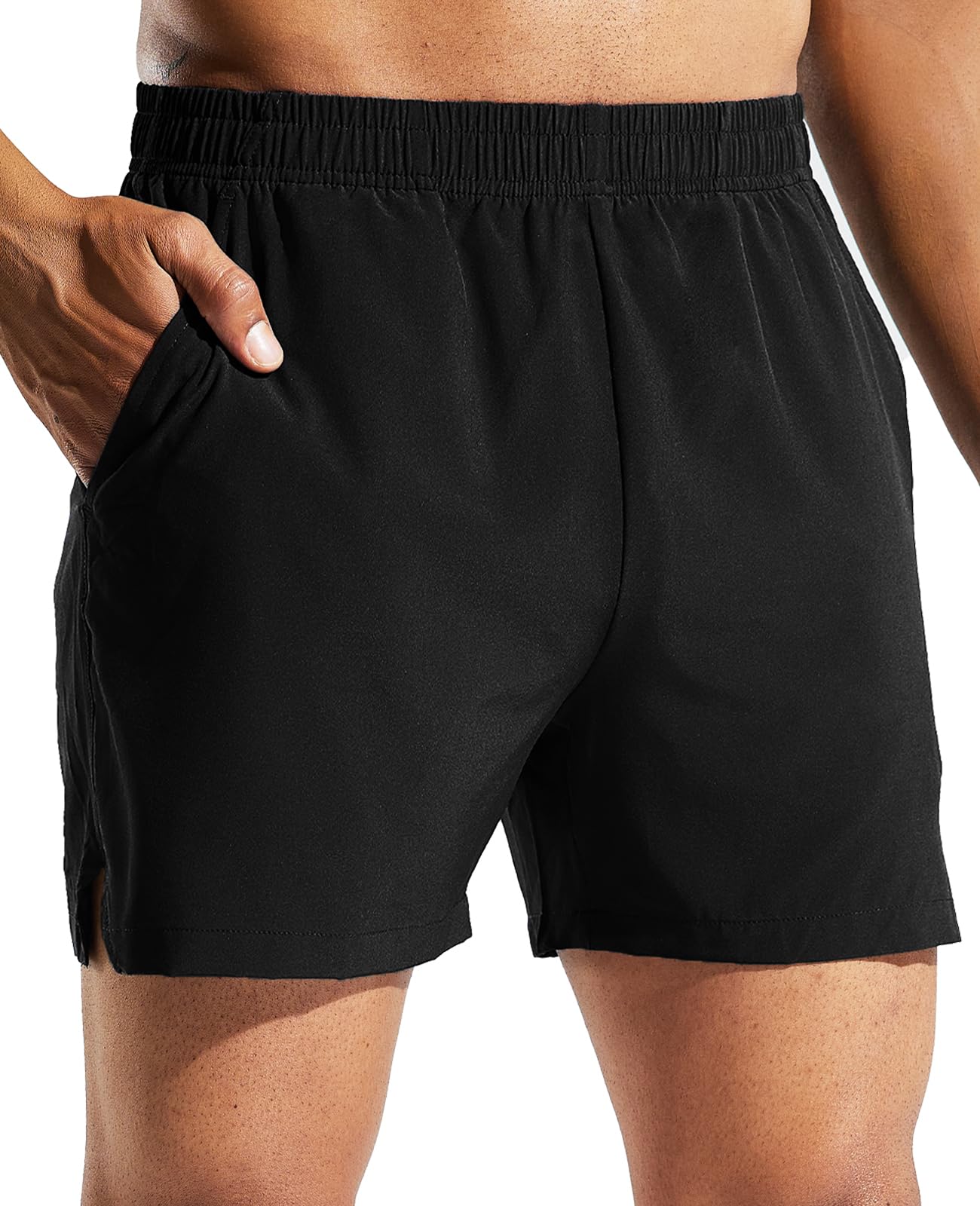 MIER Men's 5 Inch Running Athletic Shorts with Pockets Quick Dry Lightweight Gym Workout Shorts, Elastic Waist