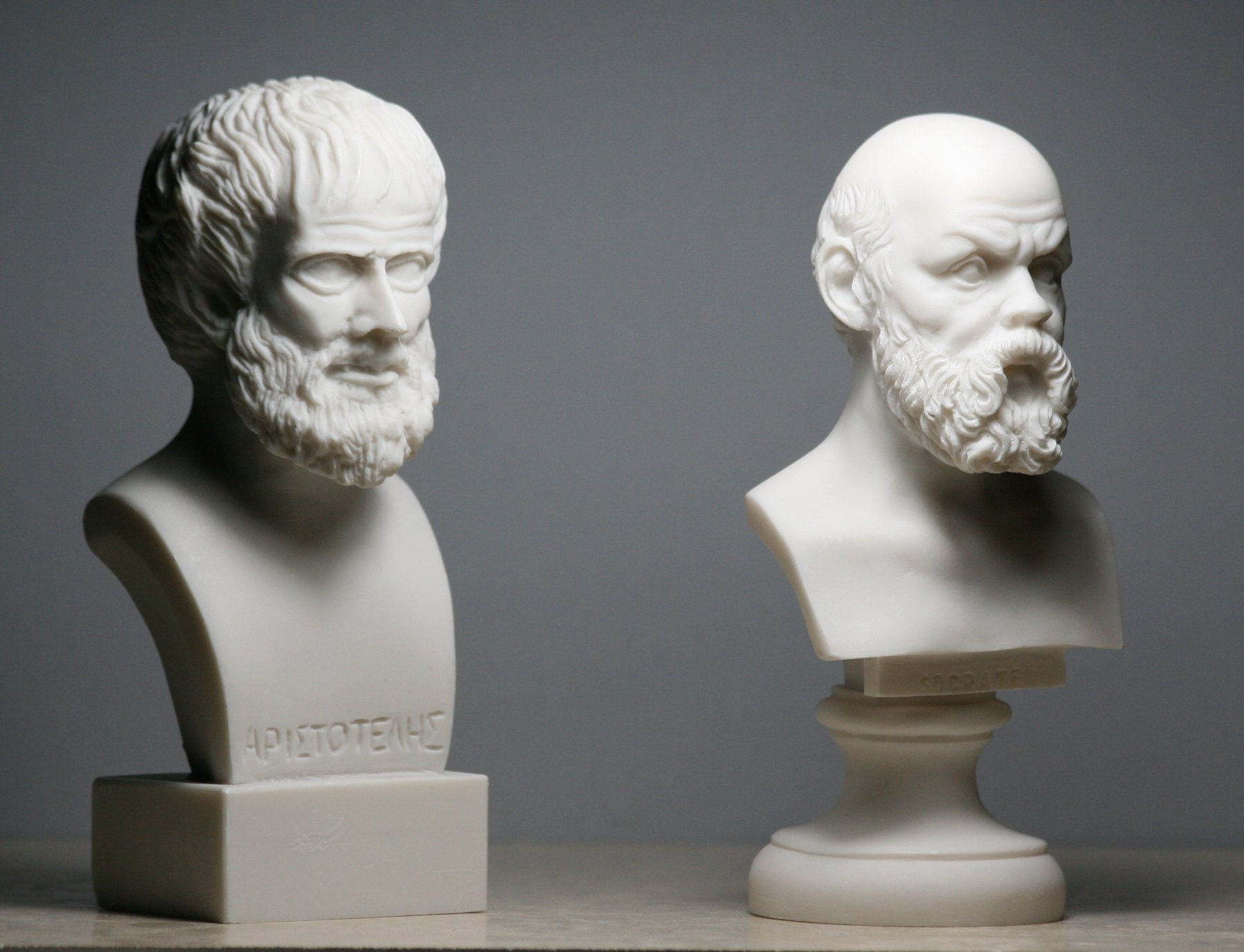 Sócrates y Aristóteles filósofo griego alabastro Busto cabeza Set Estatua Escultura
