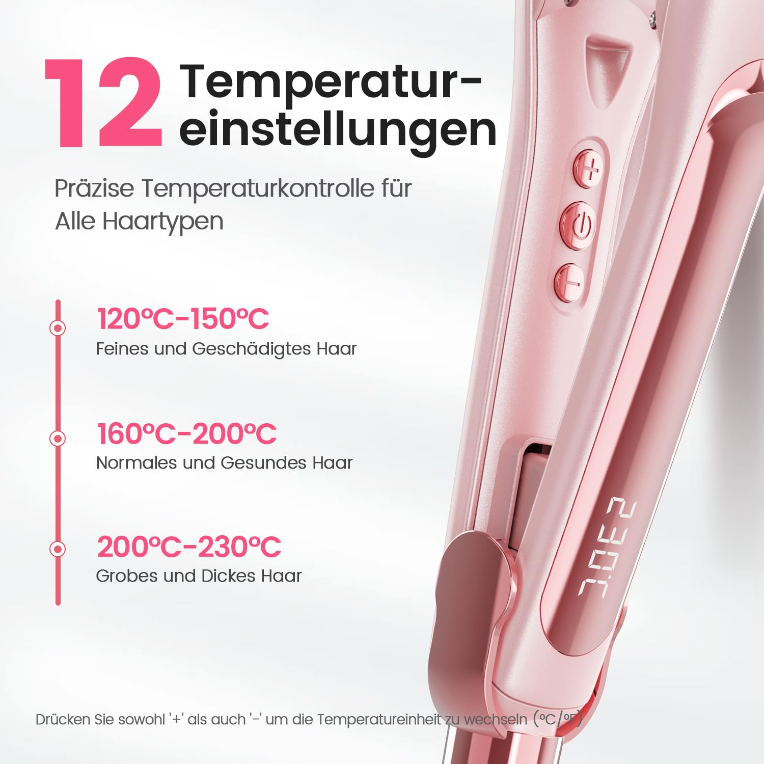 Dekuri Fer à lisser et fer à friser 2 en 1, plaques de 42 mm de large, fer à lisser en céramique à base d'eau pour cheveux épais et longs, idée cadeau élégante pour femme, surprise pour petite amie et | Fer à lisser en céramique à base d'eau pour boucler
