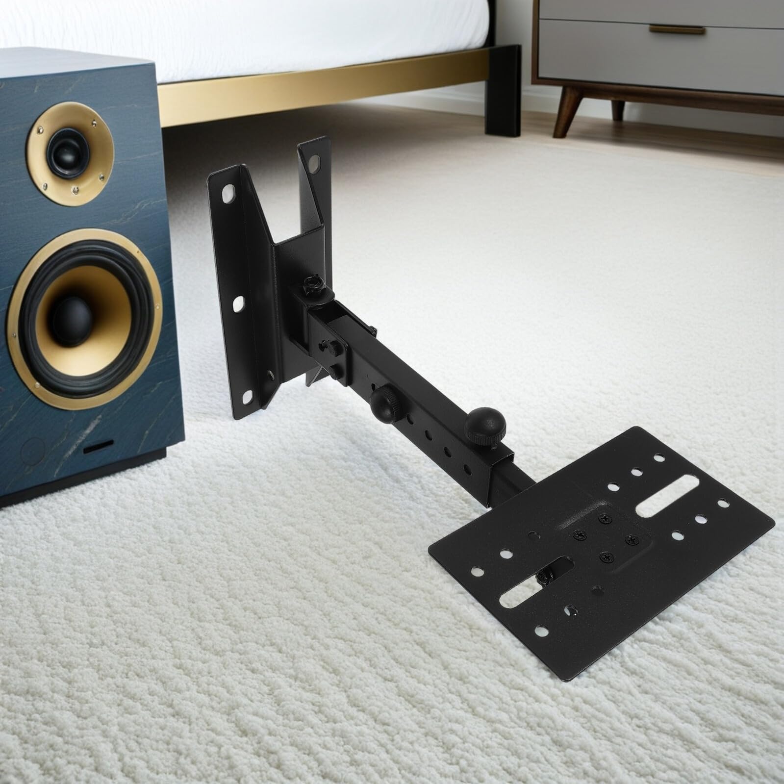 Support Mural Métallique Réglable pour Haut-Parleurs Bras Extensibles Étagère Murale Robuste pour Système Audio Ktv et Home Cinéma Support Extensible pour Enceintes Murales – 1