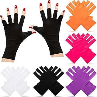 5 Paires de Gants pour Ongles Gants sans Doigts pour Manucure Gel Mitaines à Ongles Protègent Main des Lampes à LED Accessoires de Beauté de Salon pour Séchage du Vernis à Ongles en Gel, 5 Couleurs