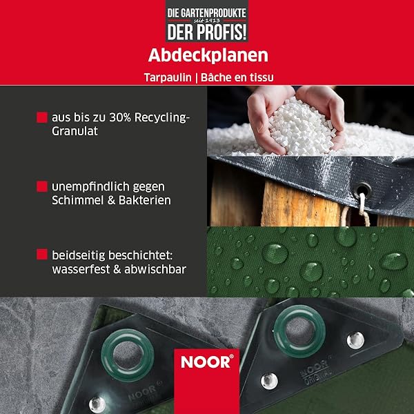 Abdeckplane SUPER - 200g/m² - 2x3 m - Grün - Allzweckplane für Schutz vor Witterung - Ideal geeignet für Gartenbereich - UV-stabilisiert, beidseitig beschichtet, wasserfest und abwaschbar - 3