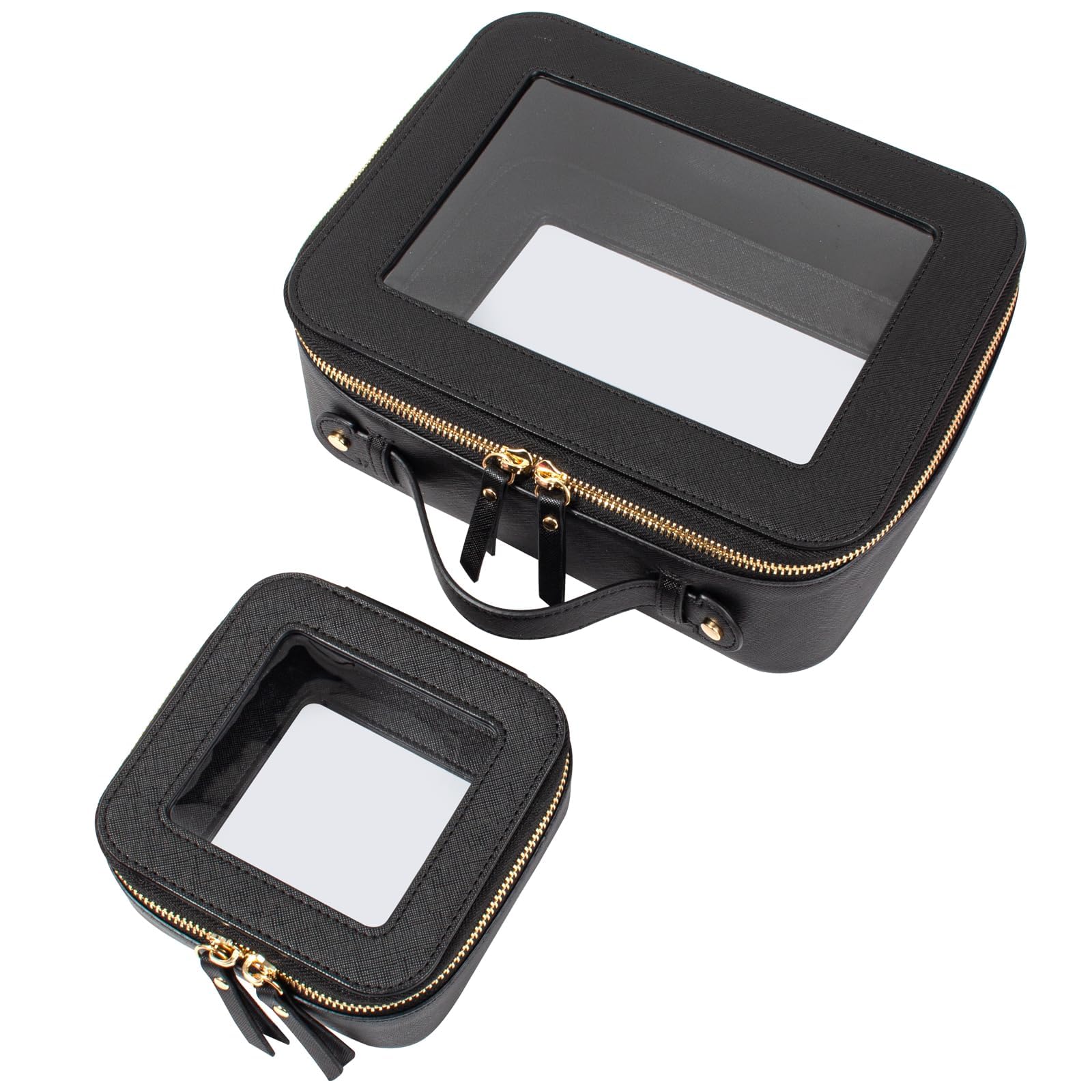 LETGO Beauty case trasparente, approvato TSA, borsa da toilette con cerniera, mini astuccio trasparente per il trucco, piccolo organizer adatto per viaggi, auto, oggetti essenziali, borse trasparenti