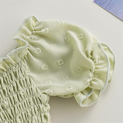 Miniatura 5 de Vestido de mameluco fruncido para bebé vestidos vintage enterizo de burbujas lindo traje de verano con diadema