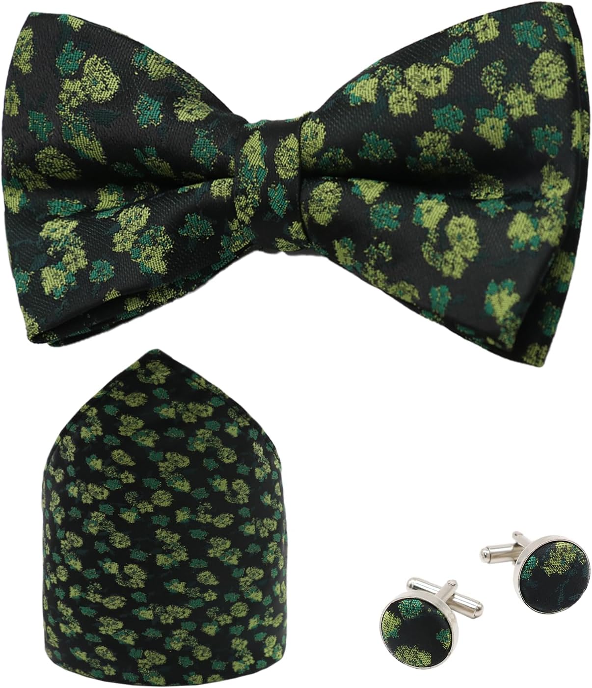 Mantieqingway Floral Bow Tie Sets for Men Suit Mens Pocket Square Cufflinks Pre Tied Men's Bow Ties for Wedding Party Prom