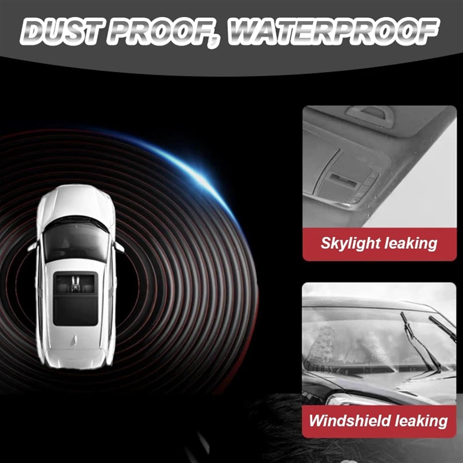 2m H Type Car Windshield Rubber Seal Strip Self-adhesive Auto Front Window Sealing Strips Dustproof for Car Accessories