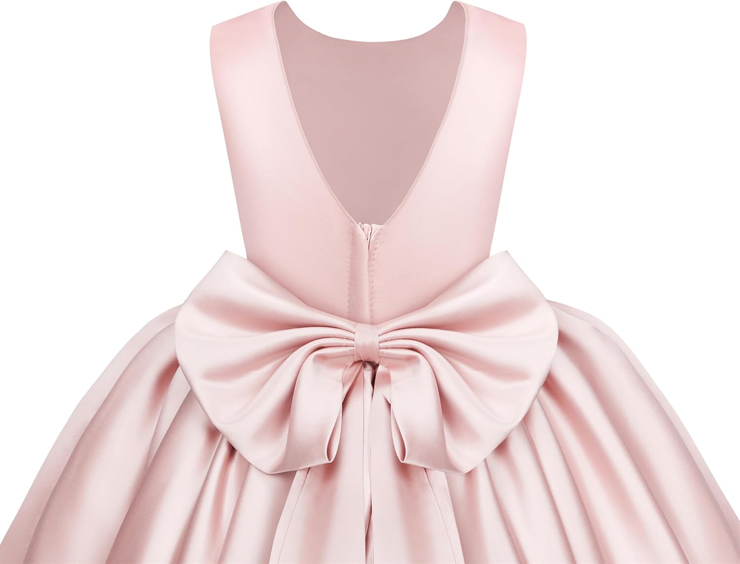 Satin Junior Bridesmaid Dress Short Flower Girl Dresses Bow-Knot Princess Pageant Gown Sleeveless