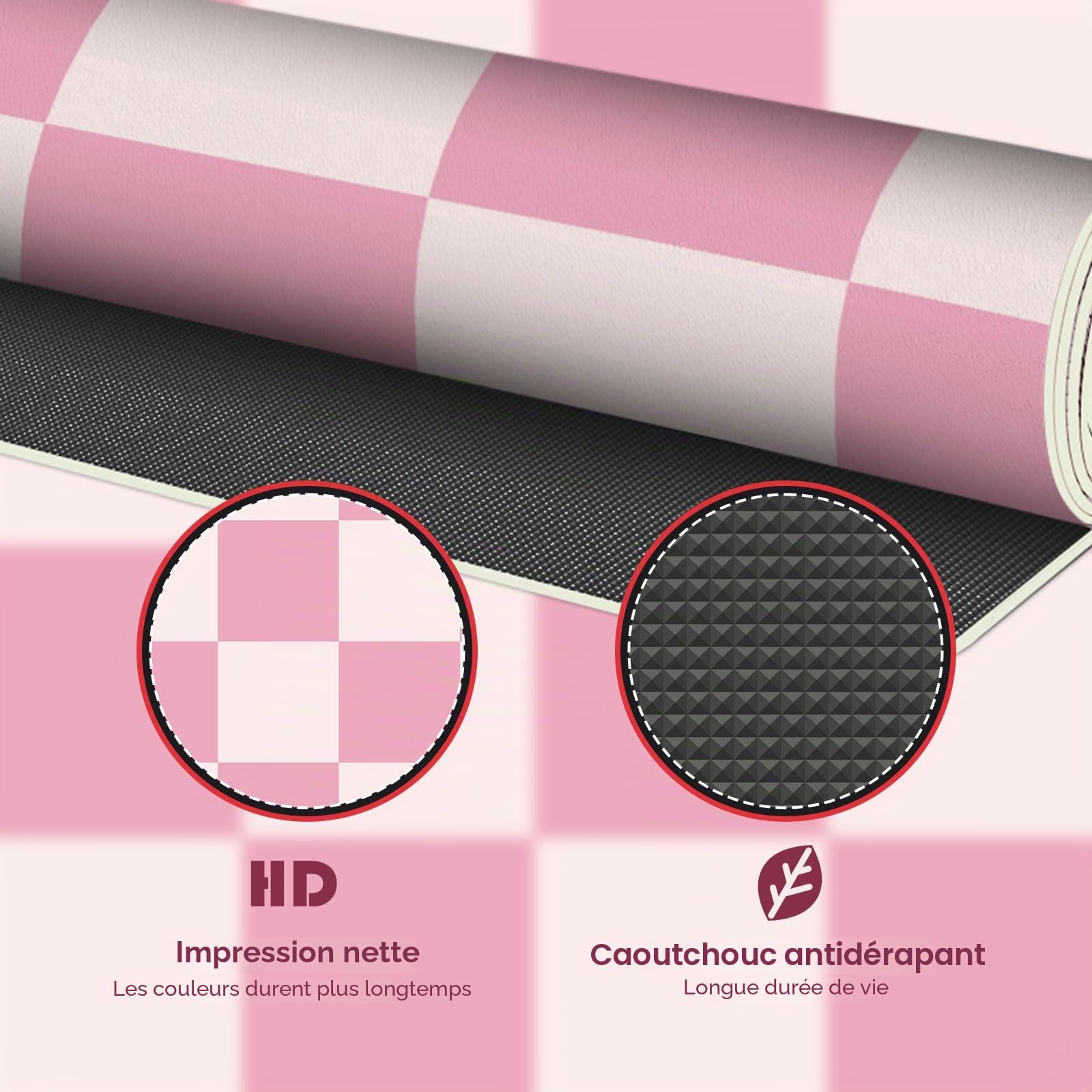 Tapis de Bureau en Cuir Rose Antidérapant Imperméable pour Souris et Clavier