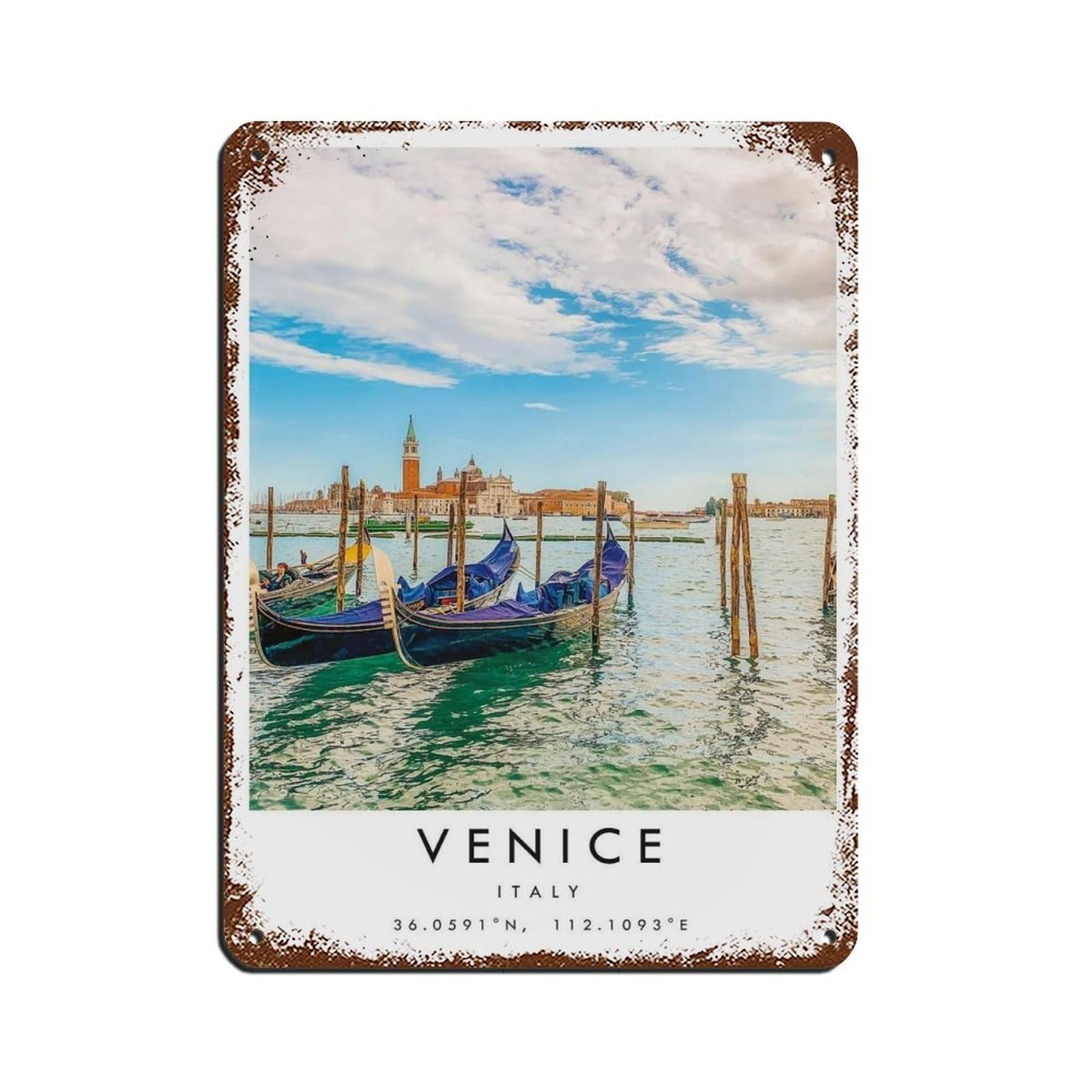 Venice Travel, Italy Poster Retro Poster Metal Tin Sign Chic Art Retro Iron Painting Bar People Cave Cafe Family Garage Poster Wall Decoration 12x16inch(30x40cm)
