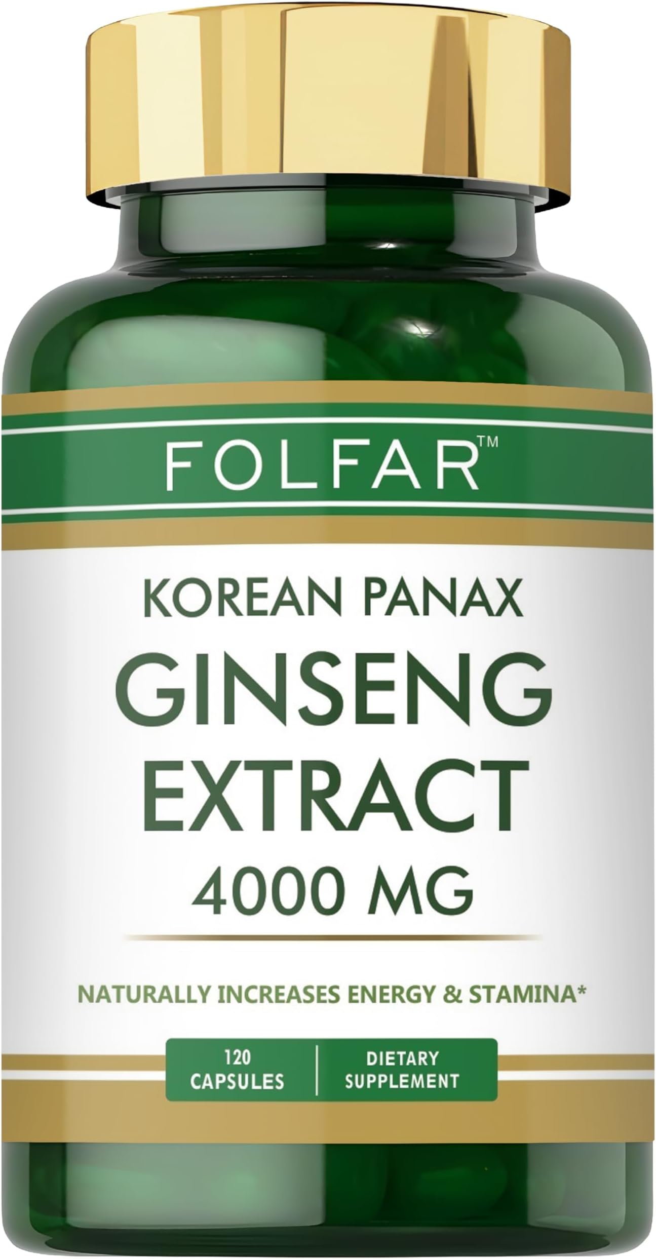 Korean Panax Ginseng Extract (4000 mg)- 120 Capsules | Naturally Increases Energy & Stamina, Immune Support | Premium Adaptogen Formula for Stress Relief & Vitality | High Strength Ginsenosides