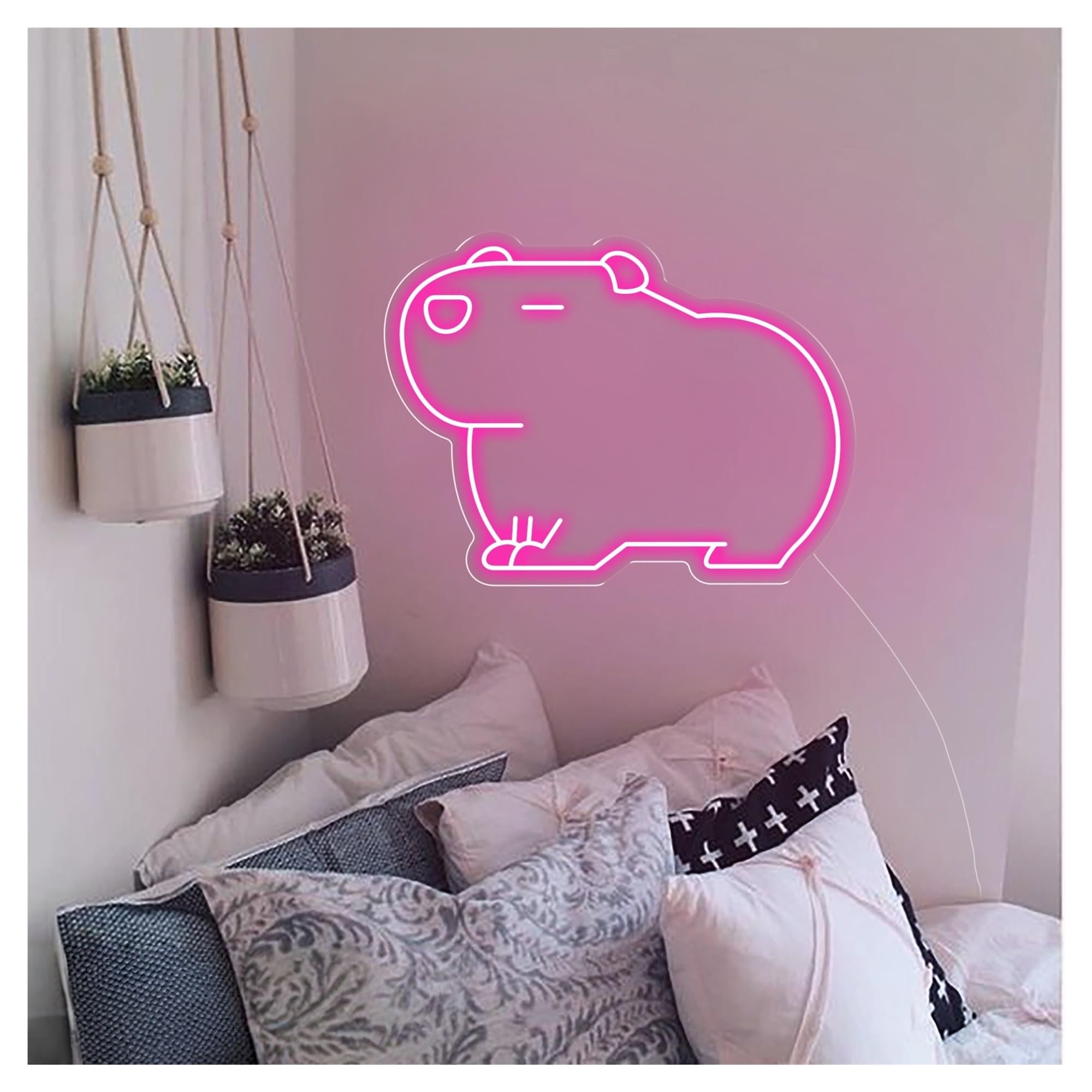 RONGCH Hanging Art Neon Signs Capybara Neon Sign, Suitable for Home Kid Room Decor with Brightness Adjustable 30cmx40cm(A)
