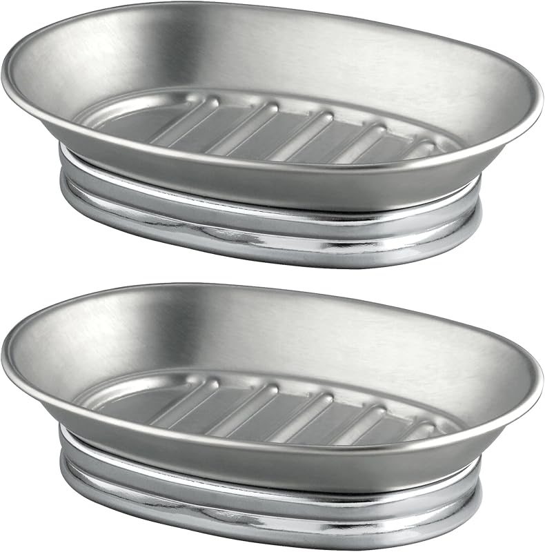 Soap Dish for Bathroom Sink, Set of 2, Split Finish | Soap Dish Holder for Bar Soap