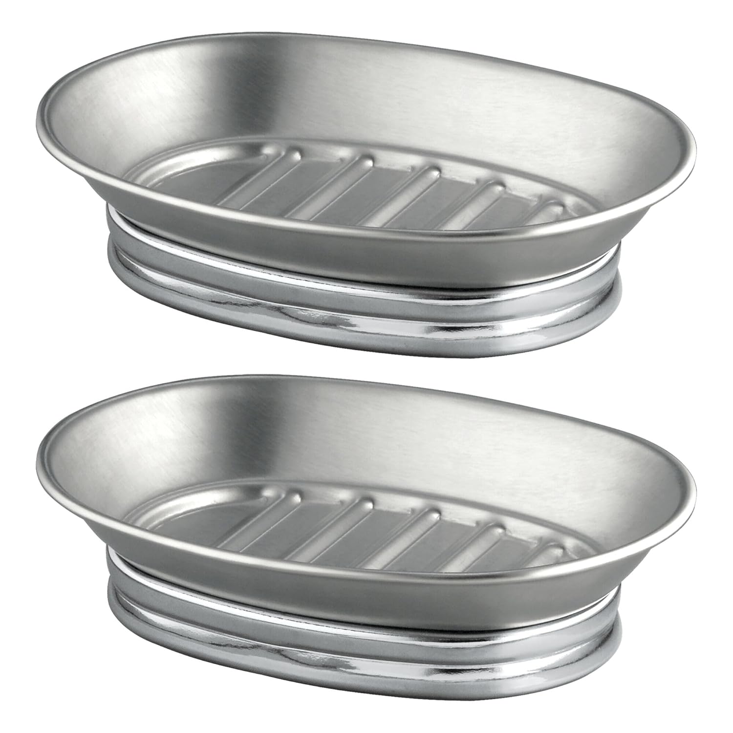 iDesign Soap Dish for Bathroom Sink - Soap Dish Holder for Bar Soap - Set of 2 -