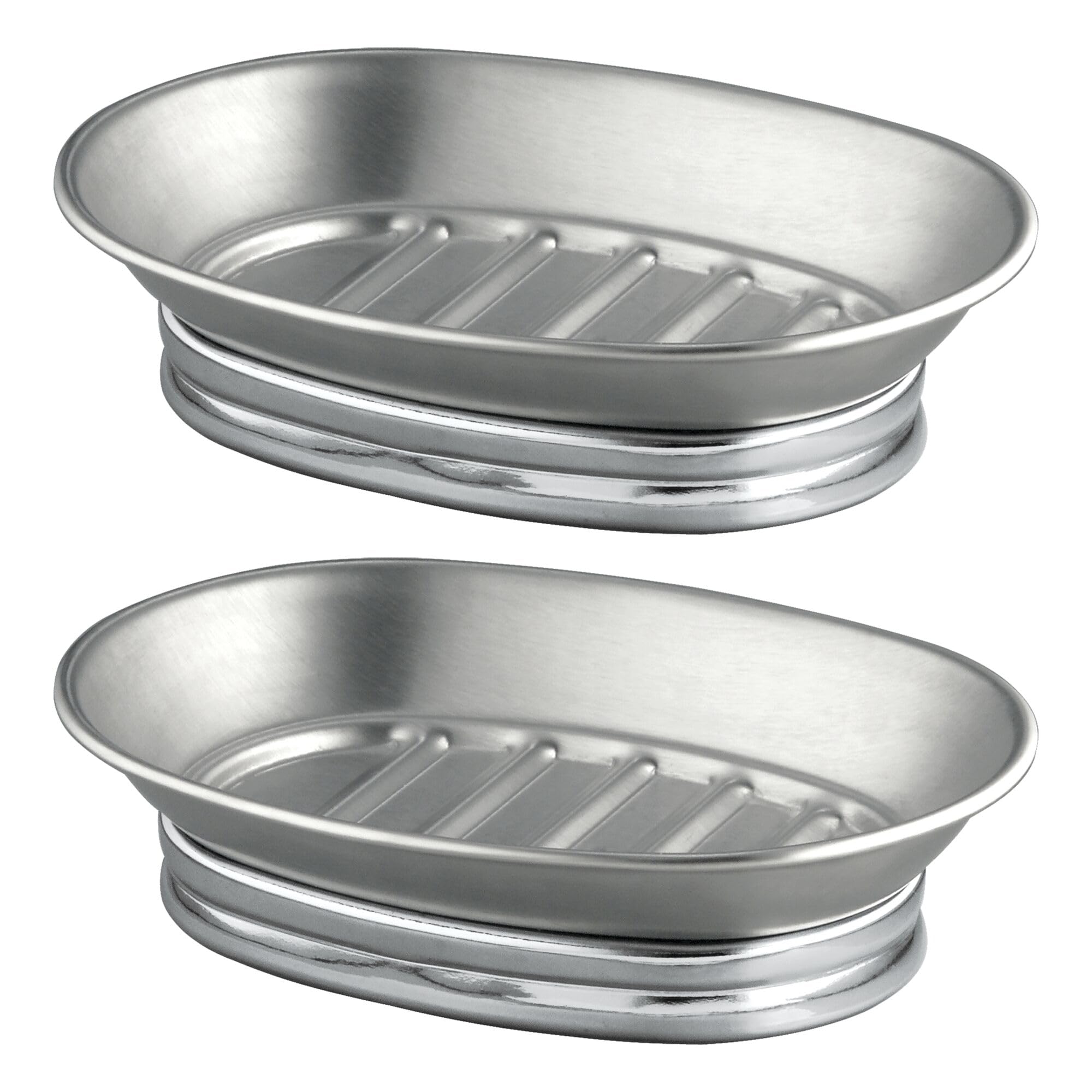 iDesign Soap Dish for Bathroom Sink - Soap Dish Holder for Bar Soap - Set of 2 -