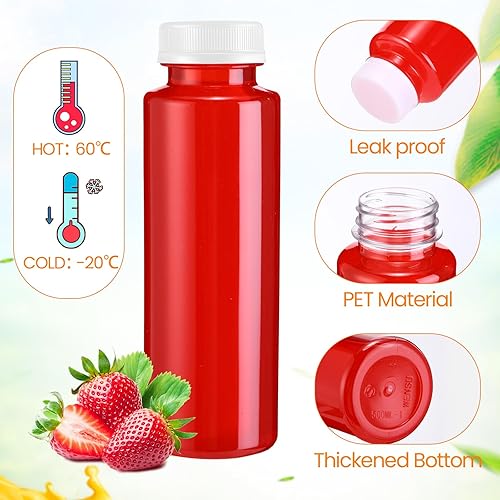Miniatura 3 de Tanlade 150 botellas de plástico vacías para jugo con tapas, botellas cilíndricas desechables transparentes, recipientes de agua para mascotas a