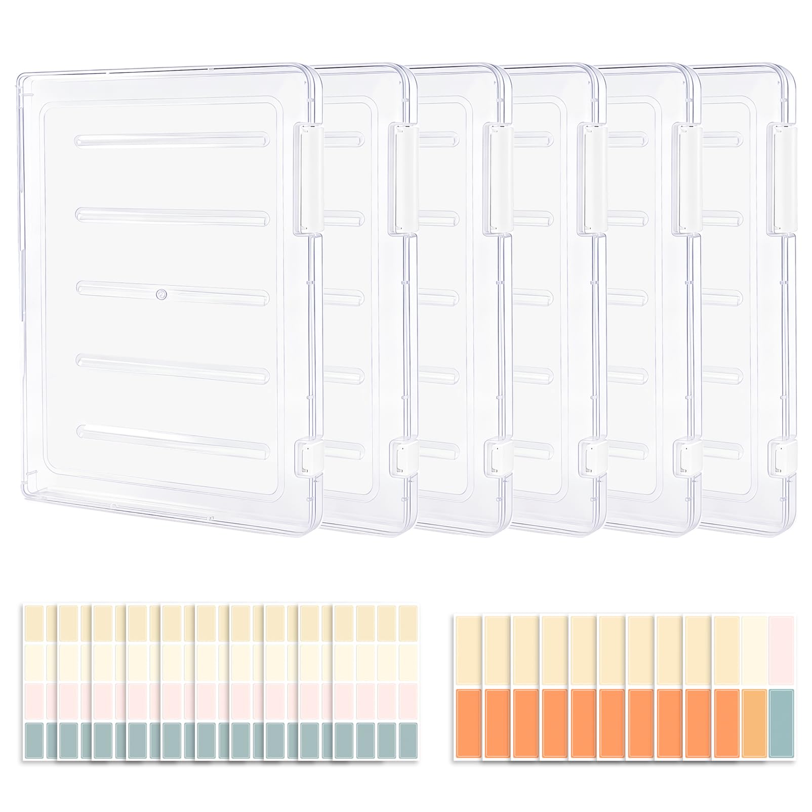 QZDAFFIC 6 Pack Plastic Box Files A5, Clear Folders File Storage Boxes with Lids & 20 Sheets Sticky Labels, Dustproof Portable Filing Folder for Office Supplies School Home