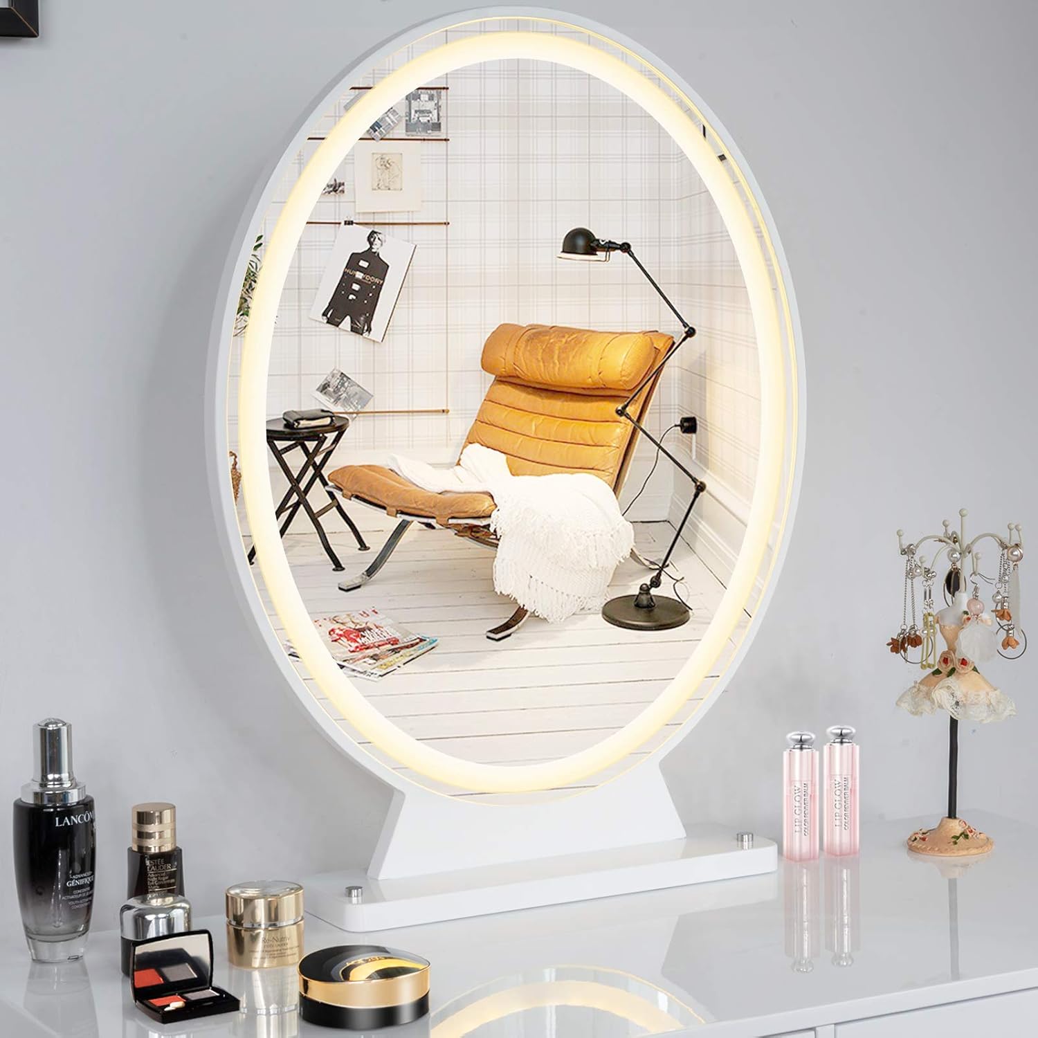 Uр Tо 60% оƒƒ Tangkula Vanity Makeup Mirror with Lights, Round HD Lighted Mirror w/Remote Control, 4 Colors Lighting Modes, Adjustable Brightness, Detachable Tabletop Cosmetic Mirror (White) Uр Tо 60% оƒƒ Tangkula Vanity Makeup Mirror with Lights, Round HD Lighted Mirror w/Remote Control, 4 Colors Lighting Modes, Adjustable Brightness, Detachable Tabletop Cosmetic Mirror (White)