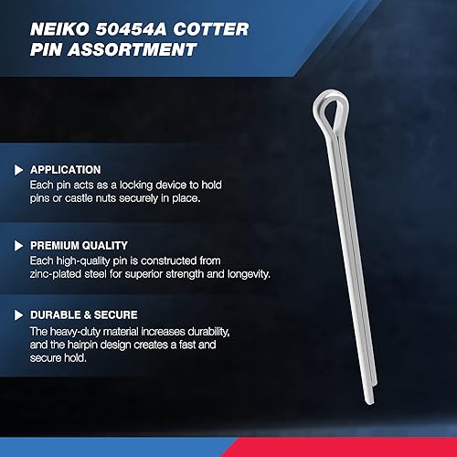 Miniatura 2 de NEIKO 50454A - Surtido de pasadores de chaveta  555 piezas  Chapado en zinc de alta calidad  Clips de cierre de pasador dividido de acero