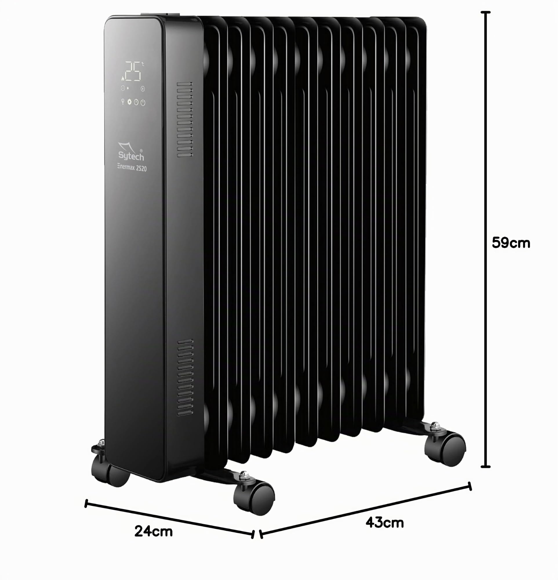 Sytech radiador de Aceite, enermax 2520, Digital, 11 Elementos, 2500w, Negro