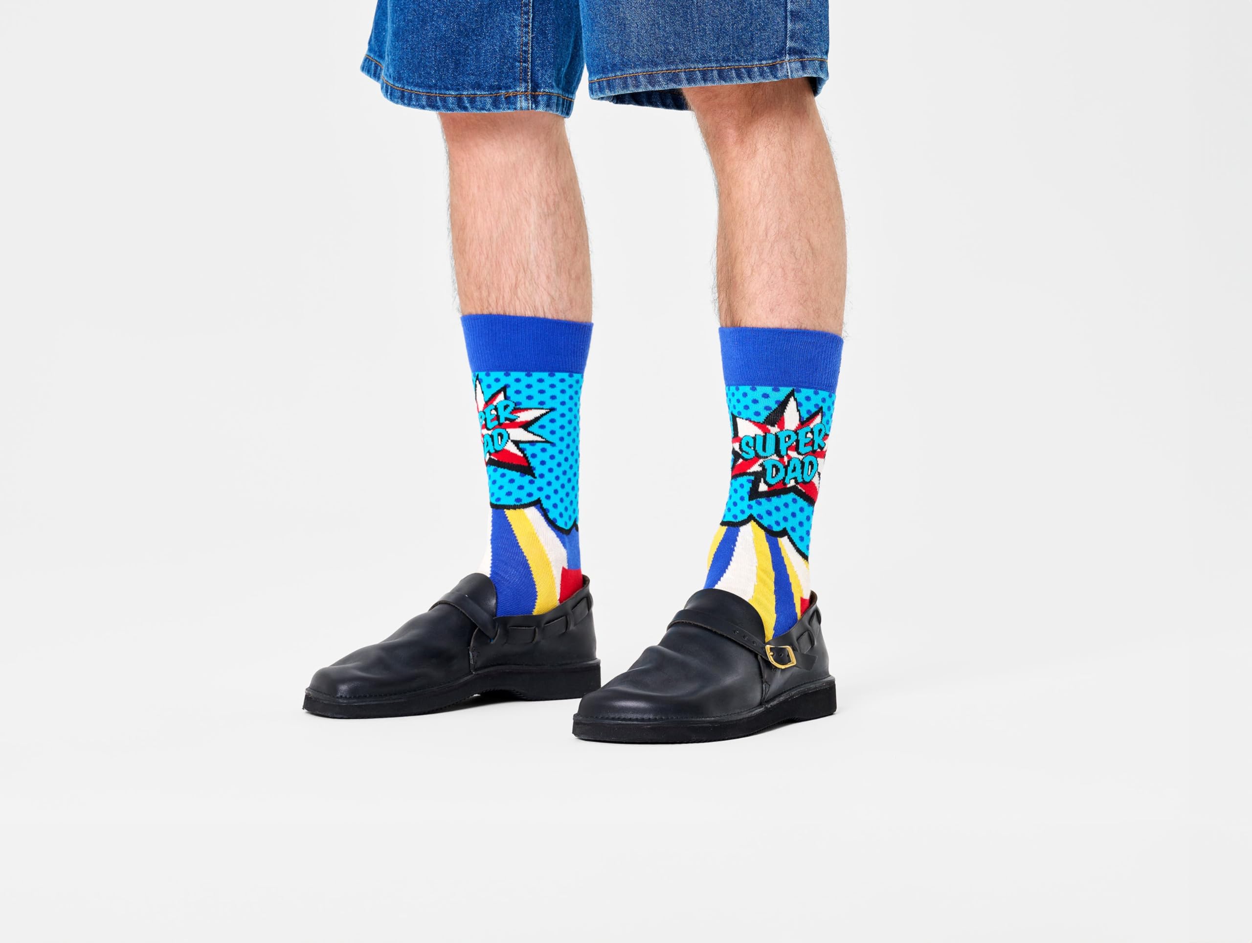 Happy Socks Super Dad Bawełniane Skarpetki Męskie Niebieskie 41-46