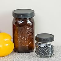 Vista 4 de 9 Wide Mouth Mason Jar Lids with Silicone Ring, Black Plastic Thickened Leak-proof Lids Fit Ball,Kerr and More, 3.38in/86mm(Black)