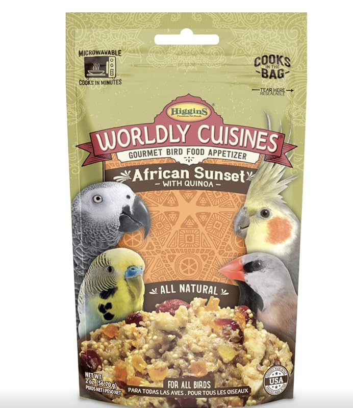 Alimento seco para aves Higgins Worldly Cuisine African Sunset com quinoa, 1,13 kg
