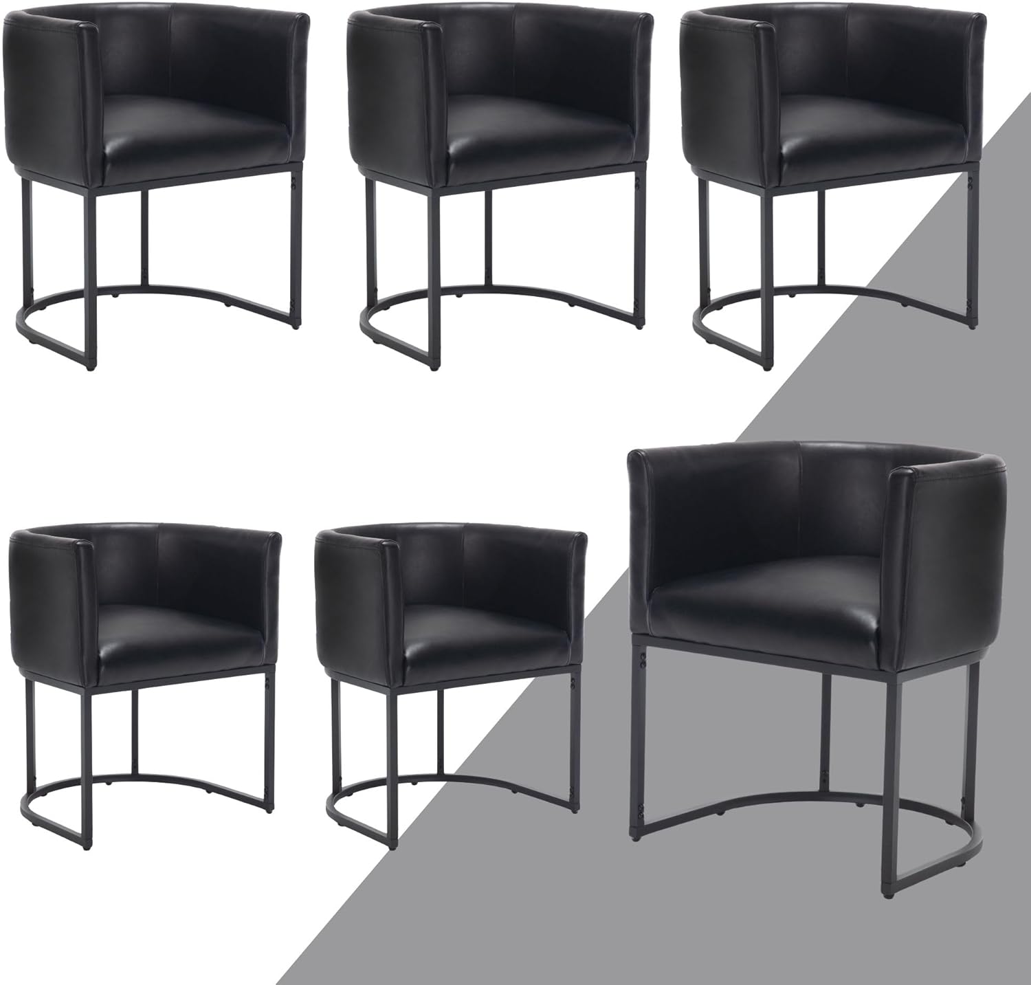 Amazon.com - HNY Mid Century Modern Upholstered Barrel Black Dining ...