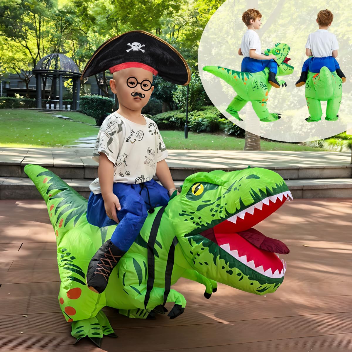 Little Bean Costume da dinosauro gonfiabile per bambini, costume da dinosauro, divertente equitazione, dinosauro, Halloween, feste, cosplay, vestito per bambini