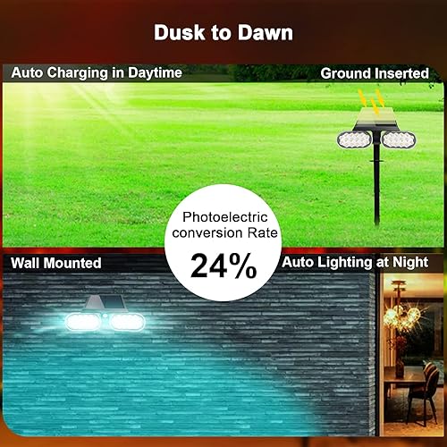Miniatura 4 de Luces solares que cambian de color, luces solares de estaca de paisaje t con 7 opciones de color, luces solares azules del atardecer al amanecer,